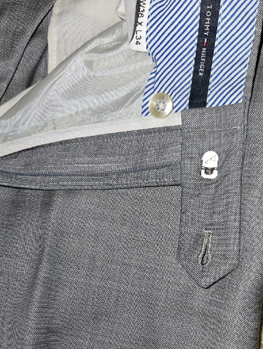 Tommy Hilfiger Size W36xL34 Men's Light Grey Dress Pants
